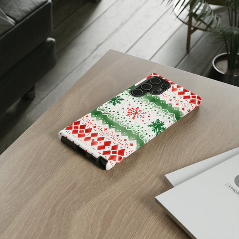 Watercolor Christmas Knitting - Impact Resistant Phone Case